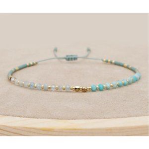 Boho teal agate stone beaded bracelet